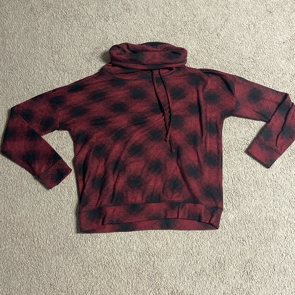 Women’s Cowl Neck Plaid Sweater